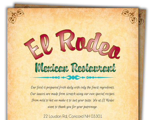 El Rodeo Mexican Menu